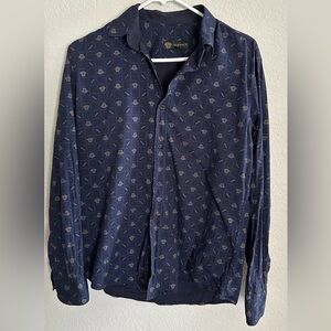 Versace Navy and Royal Blue Medusa Print Shirt